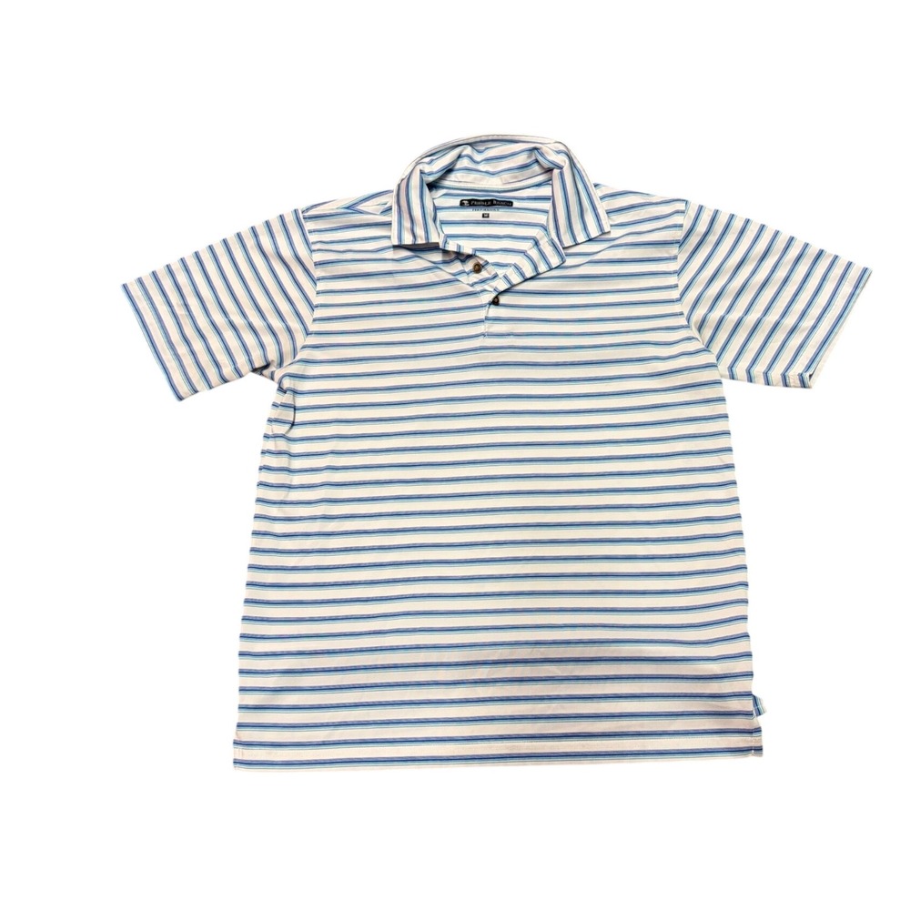 Pebble Beach Performance‎ Mens Blue Striped Short Sleeve Golf Polo Shirt Size M